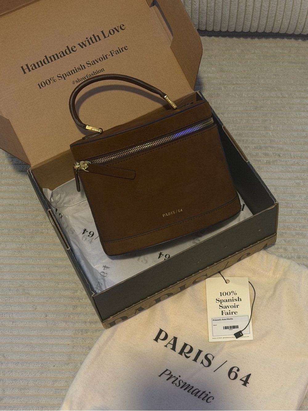 Paris64 PRISMATIC ANTE MOCHA suede (new in a box with a dust bag)
